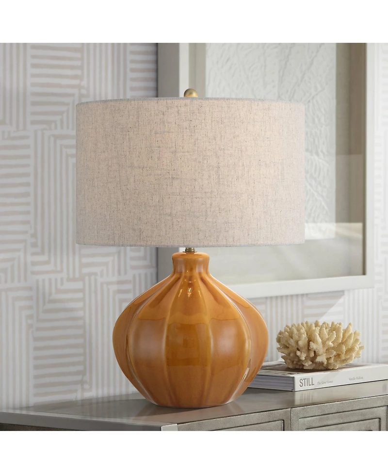 360 Lighting Gordy 21" High Small Mid Century Modern Accent 3-Way Table Lamp Spice Finish Ceramic Single Living Room Bedroom
