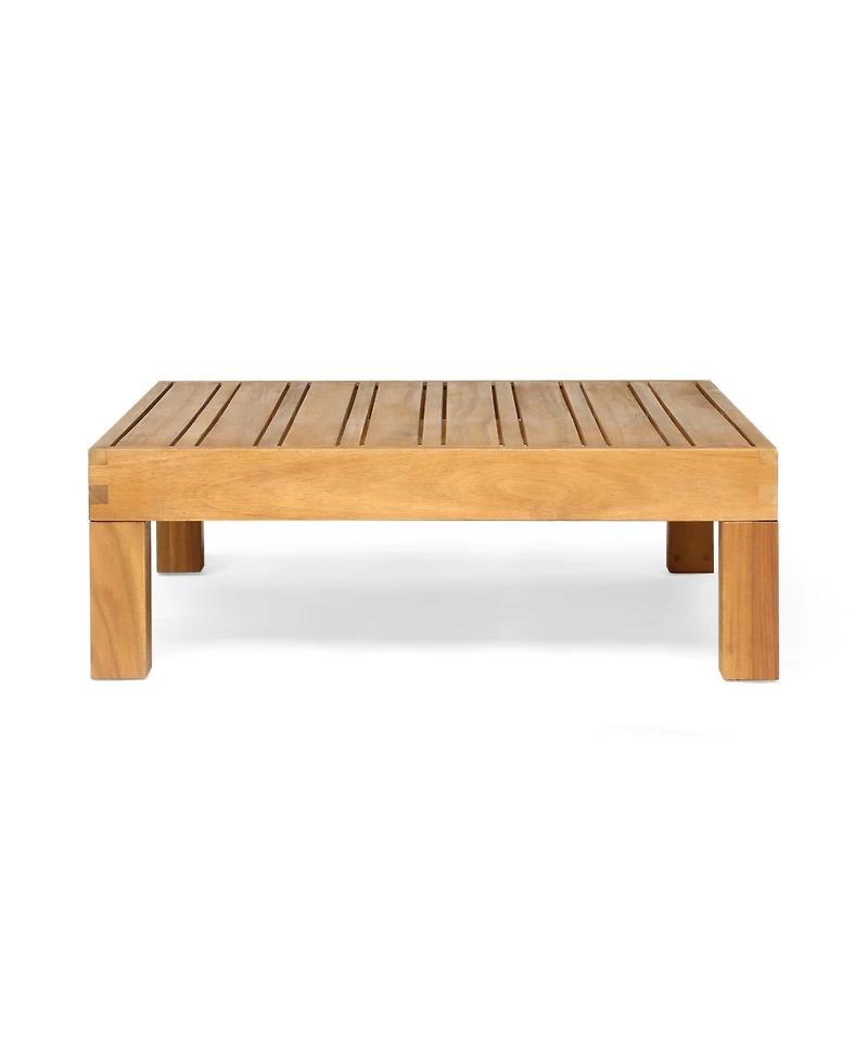 Flynama Square Teak Coffee Table, Rustic Style