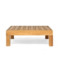 Flynama Square Teak Coffee Table, Rustic Style