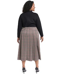 Eliza J Plus Mock-Neck Long-Sleeve Twofer Midi Dress