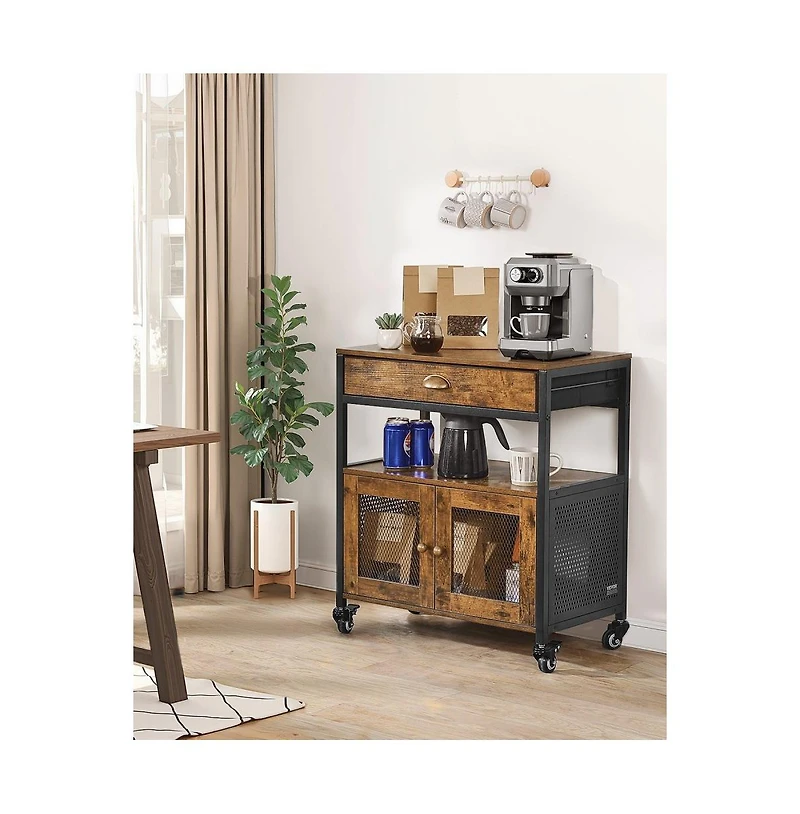 Slickblue 24 Inch Farmhouse Coffee Bar Cabinet with Storage and Wheels