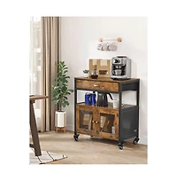 Slickblue 24 Inch Farmhouse Coffee Bar Cabinet with Storage and Wheels