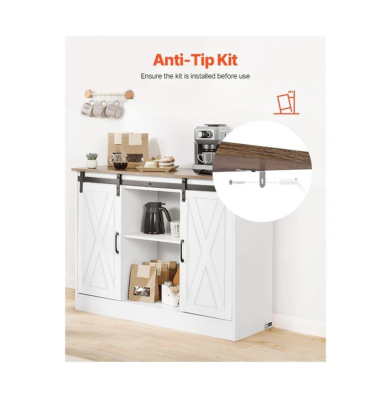 Slickblue Farmhouse Coffee Bar Cabinet with 3-Tier Storage and Barn Doors