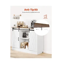 Slickblue Farmhouse Coffee Bar Cabinet with 3-Tier Storage and Barn Doors