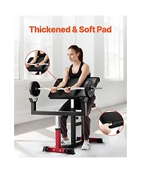 Sugift Adjustable Preacher Curl Bench Biceps Training Station with 440 Lbs Max Load for Home Gym