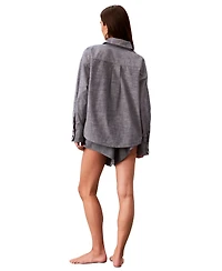Calvin Klein Women's Chambray Long-Sleeve Button-Down Sleep Shirt