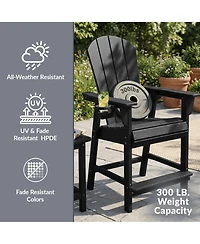 WestinTrends Outdoor Hdpe Tall Adirondack Counter Height Bar Chair With Cup Holder