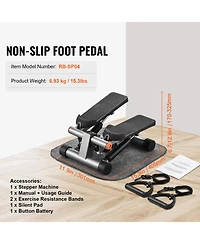 Sugift Mini Hydraulic Fitness Stepper with Resistance Bands Lcd Monitor 330LBS Load Capacity