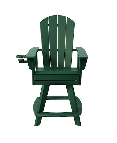 WestinTrends Outdoor Hdpe Adirondack Swivel Counter Height Bar Chair With Cup Holder