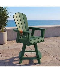 WestinTrends Outdoor Hdpe Adirondack Swivel Counter Height Bar Chair With Cup Holder