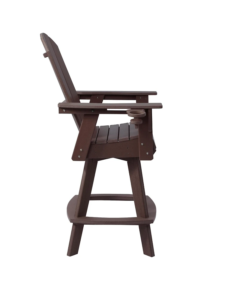 WestinTrends Outdoor Hdpe Swivel Adirondack Bar Height Chair With Cup Holder