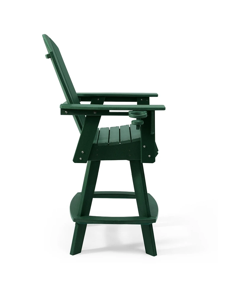 WestinTrends Outdoor Hdpe Swivel Adirondack Bar Height Chair With Cup Holder