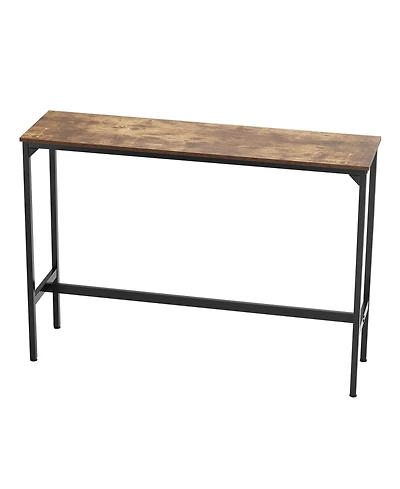 Slickblue 55x15 Inch Rustic Bar Table High Top Counter Desk with Metal Frame