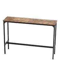 Slickblue 55x15 Inch Rustic Bar Table High Top Counter Desk with Metal Frame