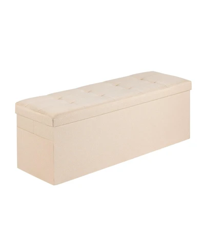 Slickblue Folding Storage Ottoman Bench with Large Hidden Storage, Linen End of Bed for Home