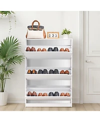 Slickblue 3 Flip Drawer Shoe Cabinet with Storage Shelf, Freestanding Shoe Organizer for Entryway Hallway