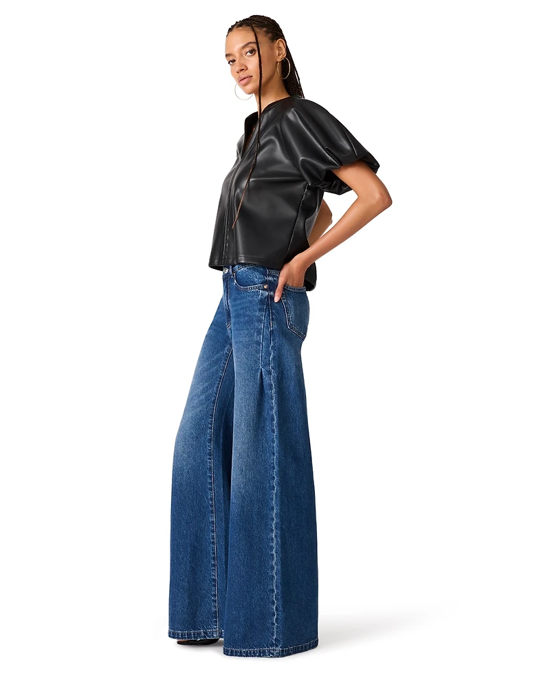 Steve Madden Women's Mid-Rise Wide-Leg Flare Jeans