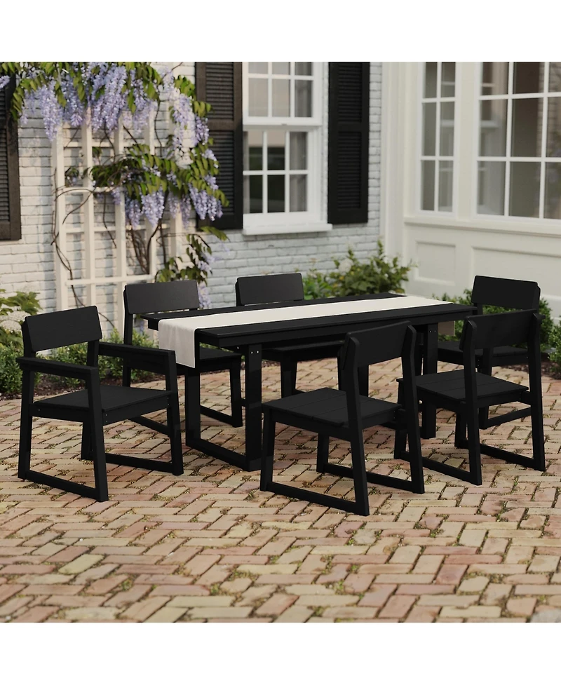 WestinTrends 7-Piece Modern Hdpe Outdoor Patio Dining Table Set With Umbrella Hole