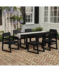 WestinTrends 7-Piece Modern Hdpe Outdoor Patio Dining Table Set With Umbrella Hole