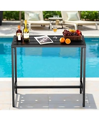 Sugift Outdoor Bar Table with Waterproof Top and Metal Frame Counter Height Dining Table