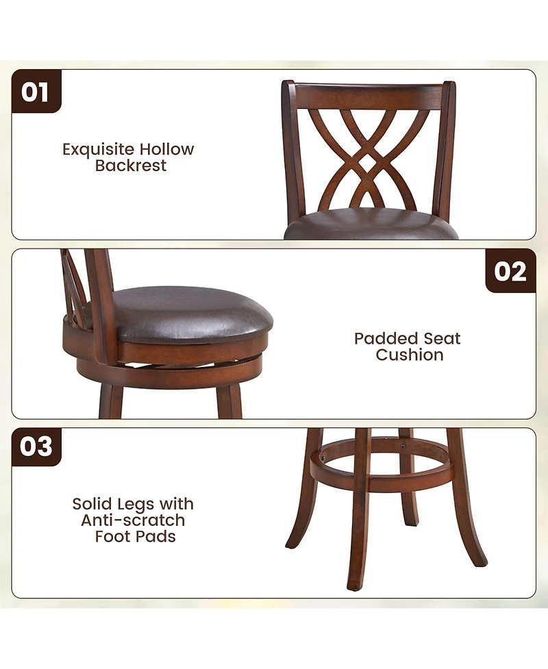 Mecale Set of 2 Swivel Counter-Height Chairs with Footrests