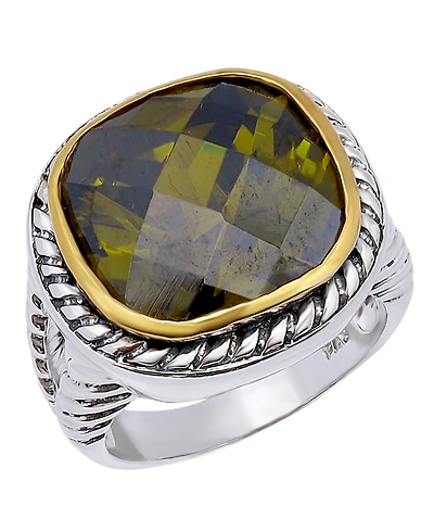Macy's Cushion Cut Bezel Olivine Cubic Zirconia Oxidized Twist Statement Ring