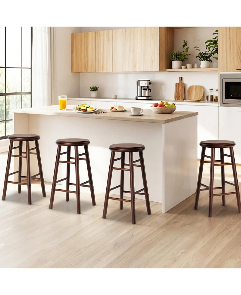 Mecale Set of 2 24-Inch Swivel Bar Stools with Footrests