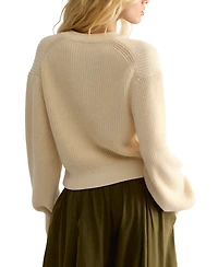 Free People Women's Vienna Ribbed-Knit Crewneck Cardigan Sweater