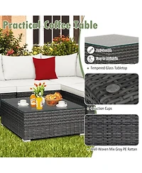 Gouun Patio Rattan Furniture Set Sectional Sofa Garden Cushioned Layout