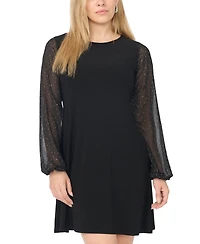 Msk Petite Long-Sleeve Little Black Dress