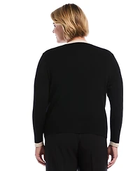 Rafaella Women's Plus Colorblock Full-Zip Fitted Cardigan