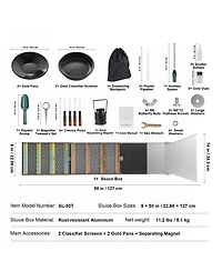 Sugift 50 Inch 23-Piece Folding Sluice Box Gold Panning Kit With Classifier Screen Magnet Backpack