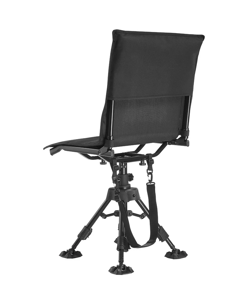 Sugift 360degree(s) Silent Swivel Foldable Hunting Chair Height Adjustable Steel Frame 350 Lbs Capacity