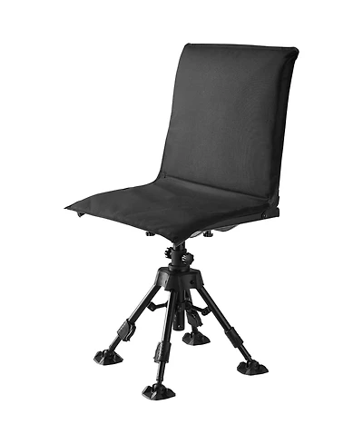Sugift 360degree(s) Silent Swivel Foldable Hunting Chair Height Adjustable Steel Frame 350 Lbs Capacity