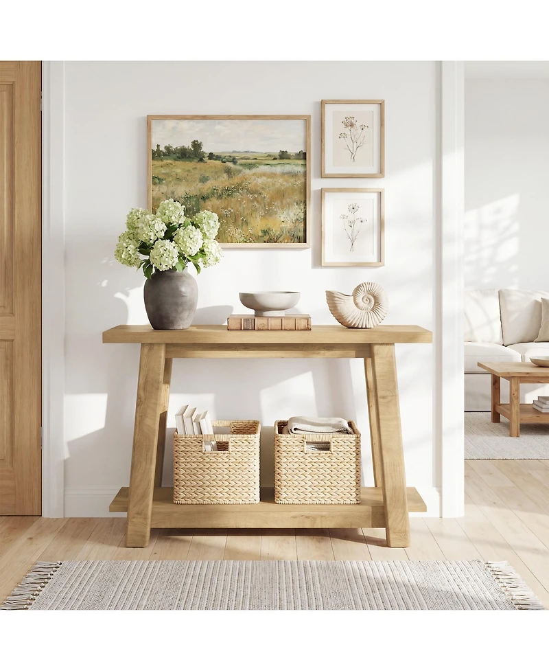 Tribesigns Console Table, Sofa Table Behind Couch, Industrial Console Sofa Table with Storage Shelf