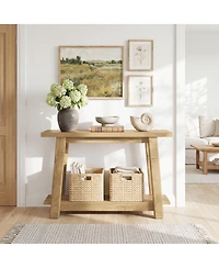 Tribesigns Console Table, Sofa Table Behind Couch, Industrial Console Sofa Table with Storage Shelf