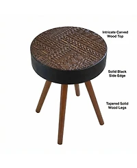 flynama 15.7" Mini Round Wooden Side Table