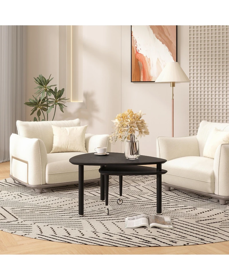 Flynama 360degree(s) Rotatable Coffee Table, Oak Veneer