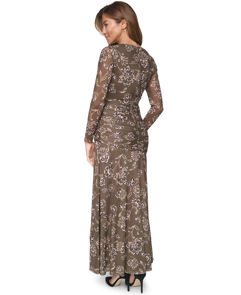 Eliza J Women's Extended Cap Long-Sleeve Floral Dress