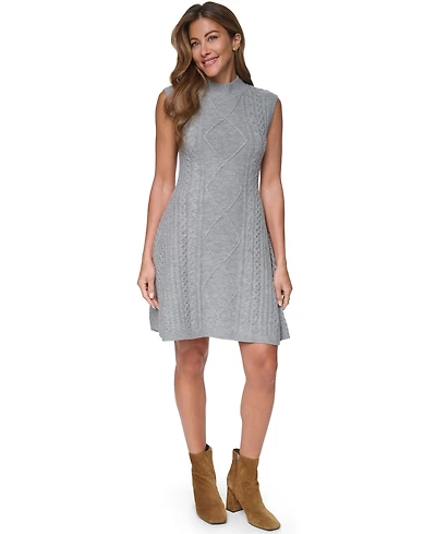 Eliza J Women's Mini Cable Fit & Flare Mock Neck Dress