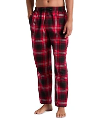 Perry Ellis Portfolio Men's Deluxe Touch Crewneck T-Shirt and Flannel Plaid Pants, 2-Piece Set