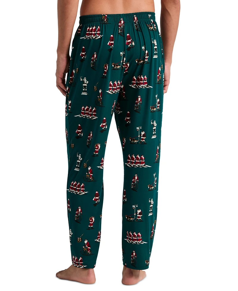 Perry Ellis Portfolio Men's Deluxe Touch City Santa's Holiday Drawstring-Waist Sleep Pants