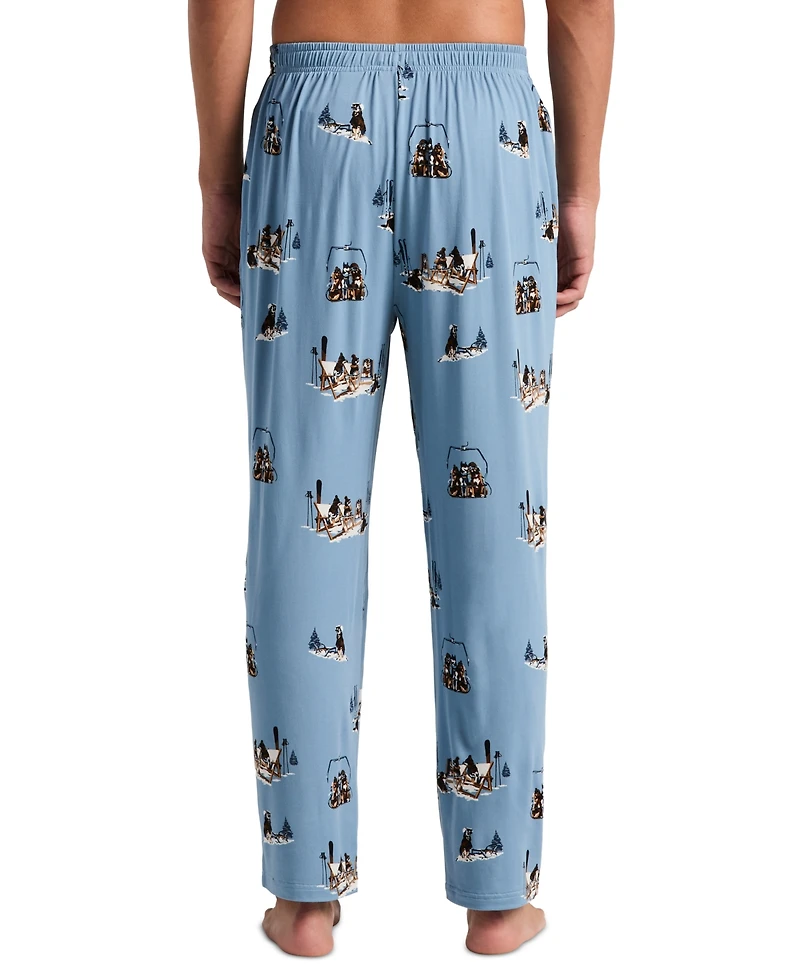 Perry Ellis Portfolio Men's Deluxe Touch Apres Ski Pup Print Jersey Sleep Pants