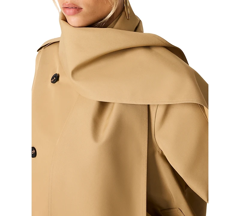 Steve Madden Women's Caspian Cotton-Blend Storm-Flap Trench Coat