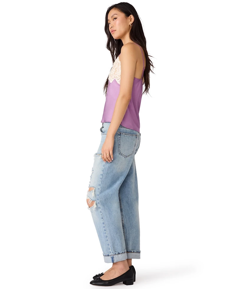 Steve Madden Women's Miriah Satin Sweetheart Neck Lace-Trim Camisole Top