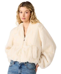 Steve Madden Women's Carmilla Hooded Faux-Fur Cropped Jacket