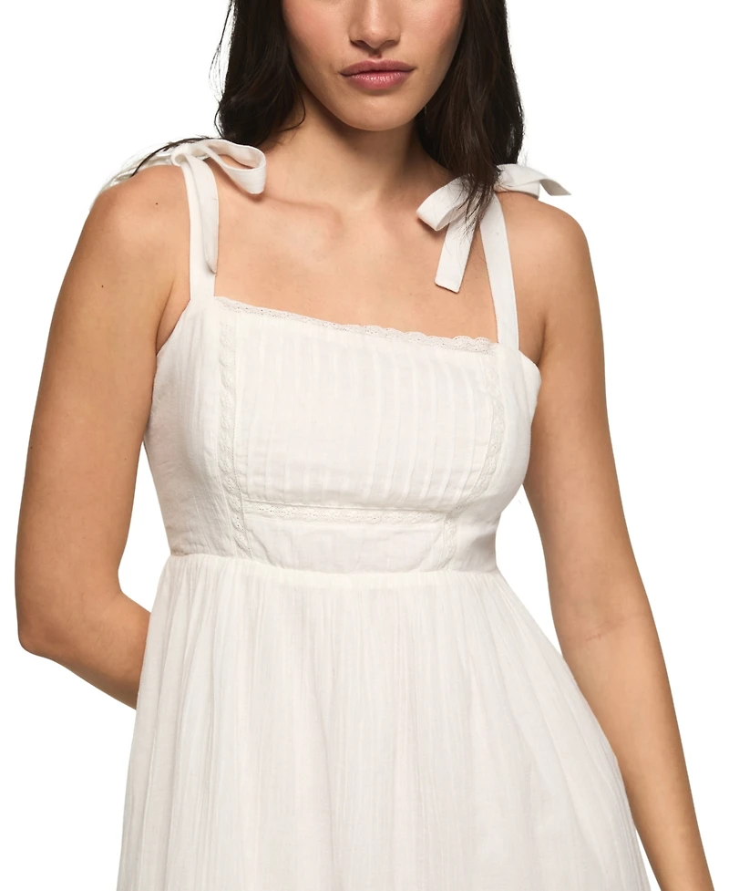 Lucky Brand Women's Classic Lace Trim Square Neck Midi Dress