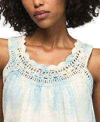 Lucky Brand Women's Tie-Dye Crochet Scoop Neck Tank