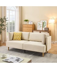 homfan 2 Seater Velvet Loveseat with Deep Seat and Arm Pillows, Modern Compact Couch for Living Room, Bedroom, Apartment, Office