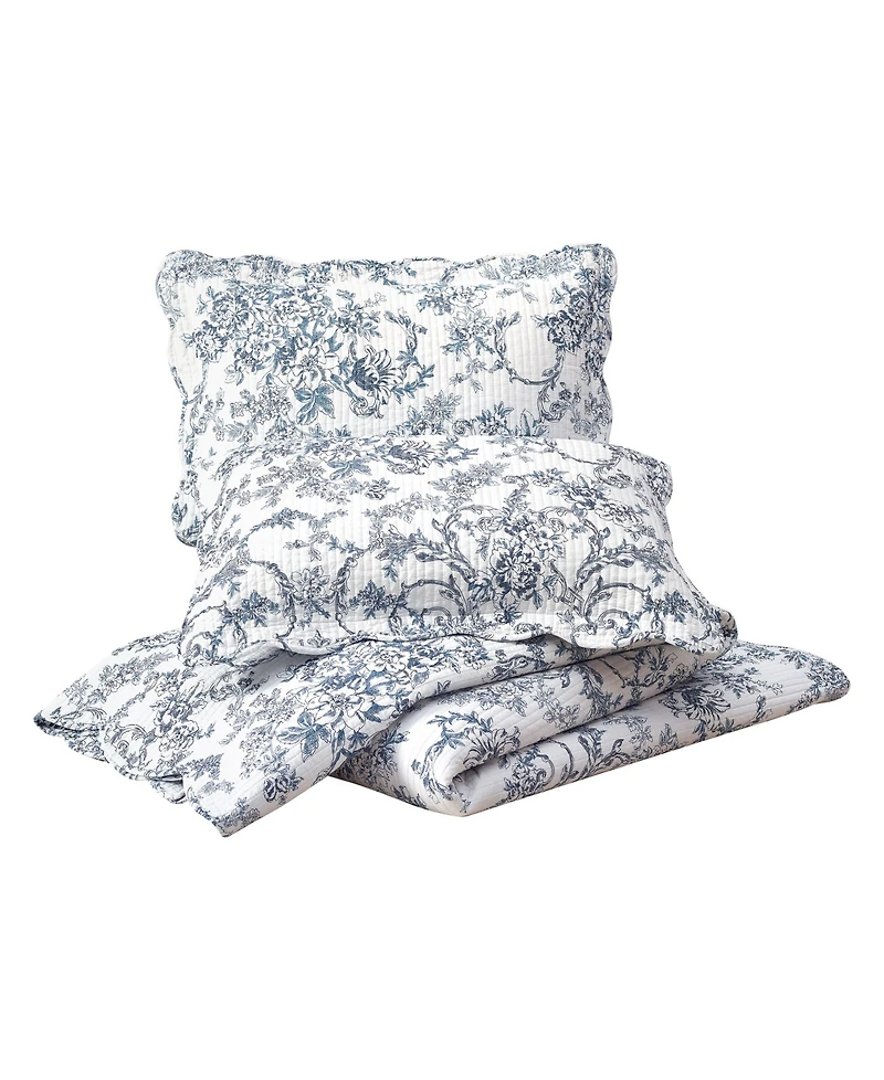Modern Heirloom Garden Toile Reversible 3-Piece Quilt Set